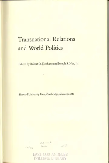 Cover of Transnational Relations and World Politics