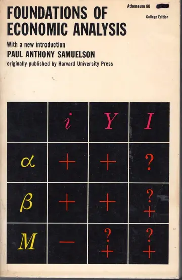 Cover of Foundations of Economic Analysis