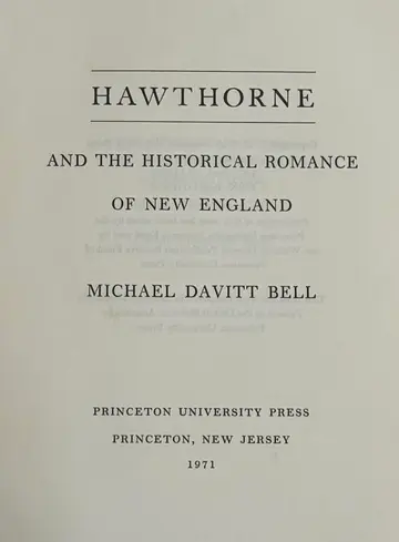 Cover of Hawthorne and the Historical Romance of New England