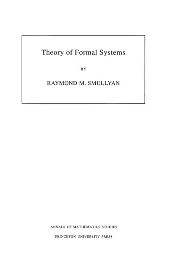 Cover of Theory of Formal Systems. (AM-47), Volume 47