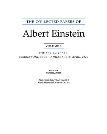Cover of The Collected Papers of Albert Einstein, Volume 9