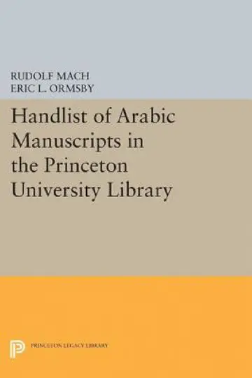 Cover of Handlist of Arabic Manuscripts (New Series) in the Princeton University Library