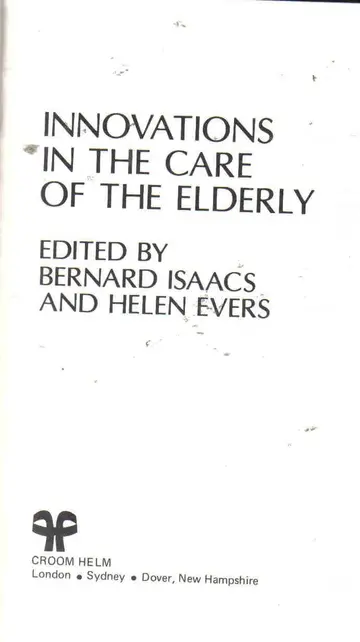 Cover of Innovations in the Care of the Elderly