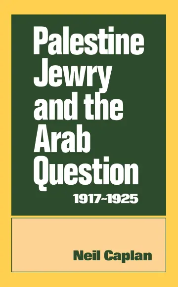 Cover of Palestine Jewry and the Arab Question, 1917-1925