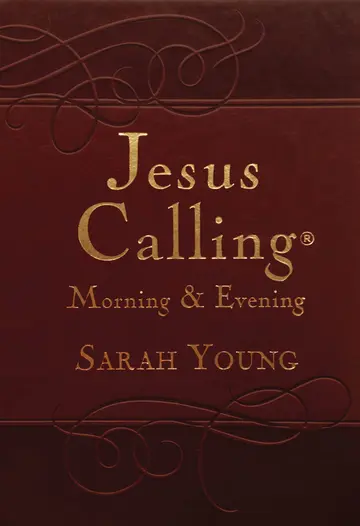 Cover of Jesus Calling Morning and Evening, Brown Leathersoft Hardcover, with Scripture References