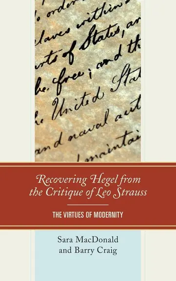 Cover of Recovering Hegel from the Critique of Leo Strauss