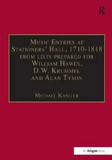 Cover of Music Entries at Stationers' Hall, 1710-1818
