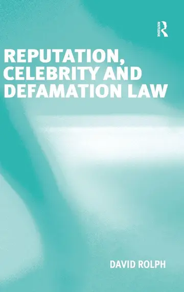 Cover of Reputation, Celebrity and Defamation Law
