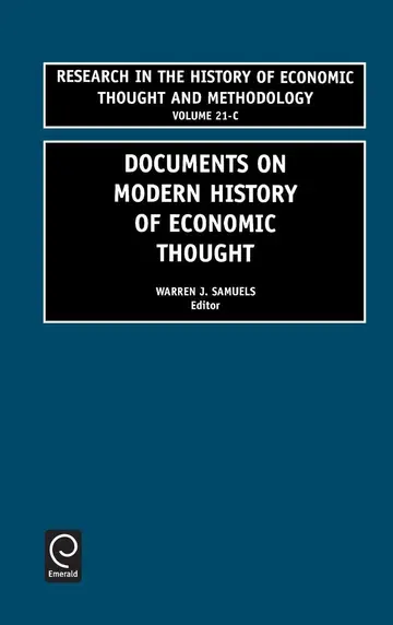 Cover of Documents on Modern History of Economic Thought