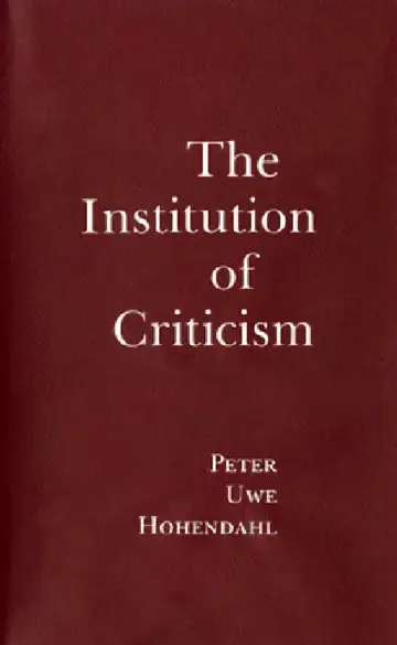 Cover of The Institution of Criticism