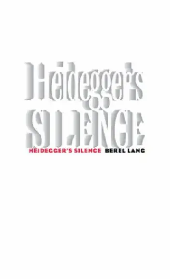 Cover of Heidegger's Silence