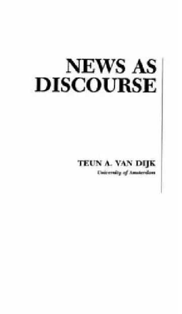 Cover of News as Discourse