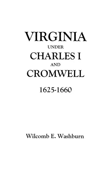 Cover of Virginia Under Charles I and Cromwell, 1625-1660