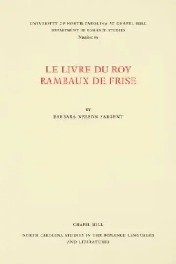 Cover of Le Livre du Roy Rambaux de Frise
