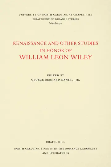 Cover of Renaissance and Other Studies in Honor of William Leon Wiley