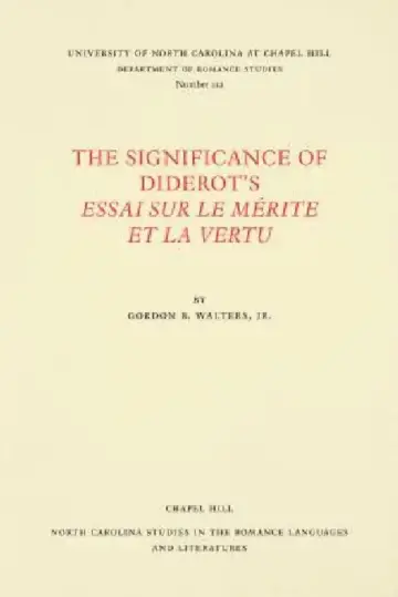 Cover of The Significance of Diderot's Essai Sur Le Mérite Et La Vertu