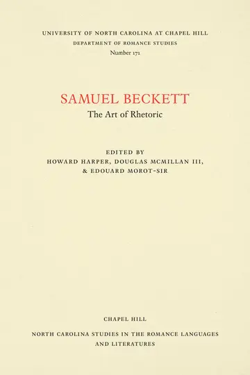 Cover of Samuel Beckett, the Art of Rhetoric