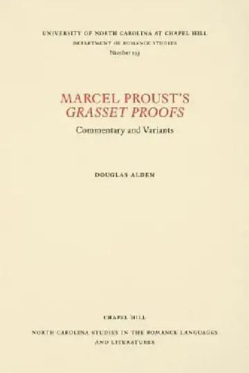 Cover of Marcel Proust's Grasset Proofs