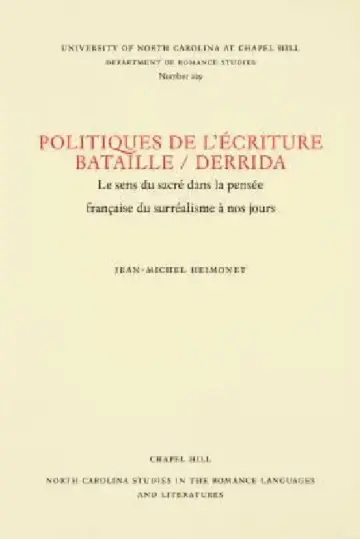 Cover of Politiques de l'Écriture, Bataille / Derrida