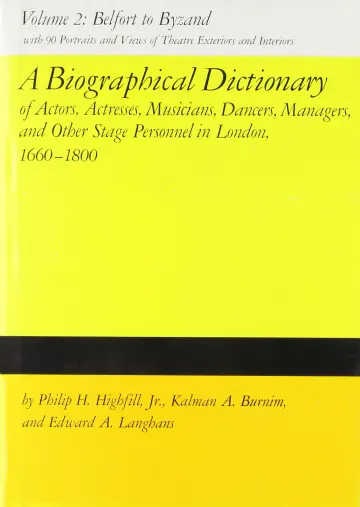 Cover of A Biographical Dictionary of Actors, Actresses, Musicians, Dancers, Managers and Other Stage Personnel in London, 1660-1800