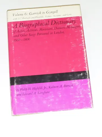 Cover of A Biographical Dictionary of Actors, Actresses, Musicians, Dancers, Managers and Other Stage Personnel in London, 1660-1800