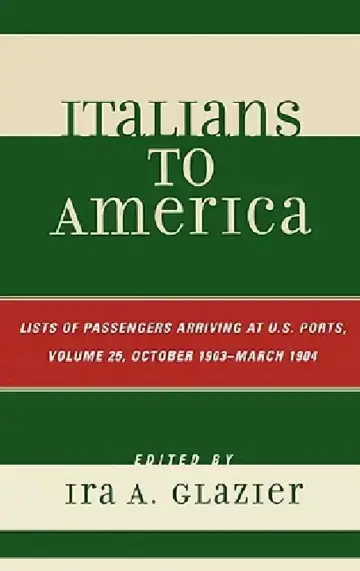 Cover of Italians to America, October 1903 - March 1904