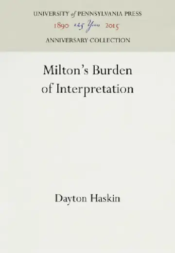 Cover of Milton's Burden of Interpretation