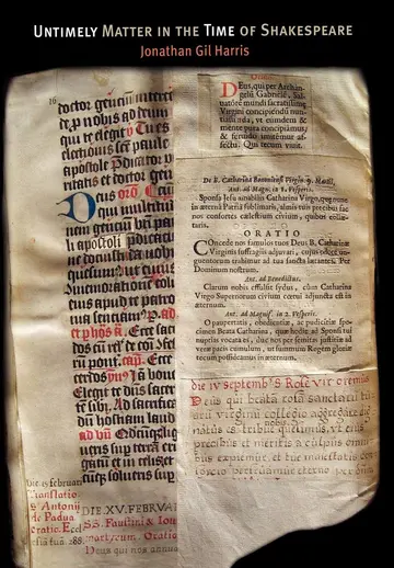 Cover of Untimely Matter in the Time of Shakespeare