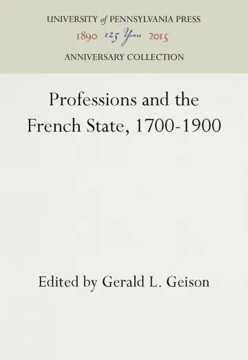 Cover of Professions and the French State, 1700-1900