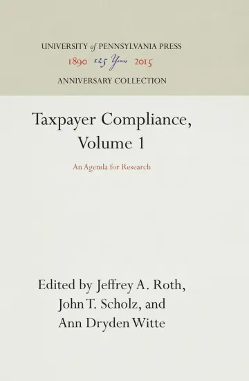 Cover of Taxpayer Compliance, Volume 1