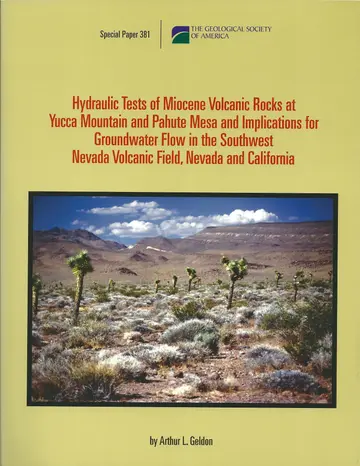 Cover of Hydraulic Tests of Miocene Volcanic Rocks at Yucca mountain and Pahute Mesa and Implications for groundwater flow in the Southwest Nevada Volcanic ... PAPER (GEOLOGICAL SOCIETY OF AMERICA))