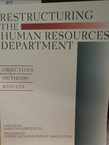 Cover of Restructuring the Human Resources Department