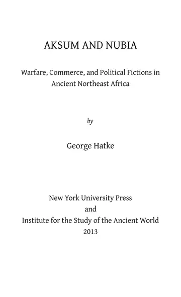 Cover of Aksum and Nubia