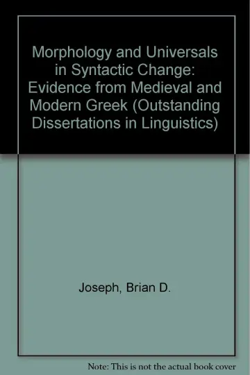 Cover of Morphology and Universals in Syntactic Change