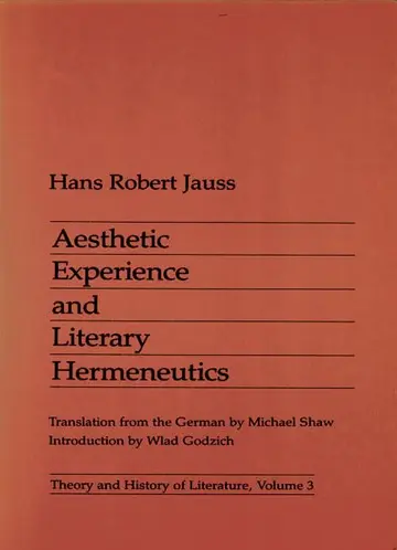 Cover of Aesthetic Experience and Literary Hermeneutics