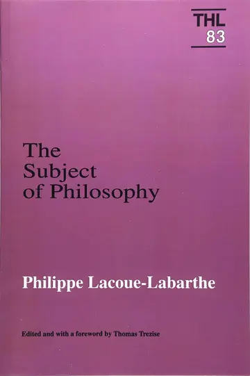 Cover of The Subject of Philosophy