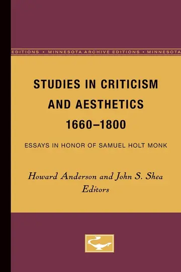 Cover of Studies in Criticism and Aesthetics, 1660-1800