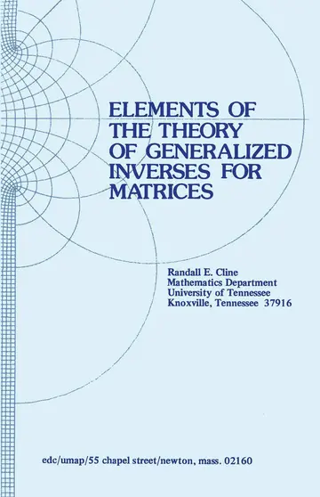 Cover of Elements of the Theory of Generalized Inverses of Matrices
