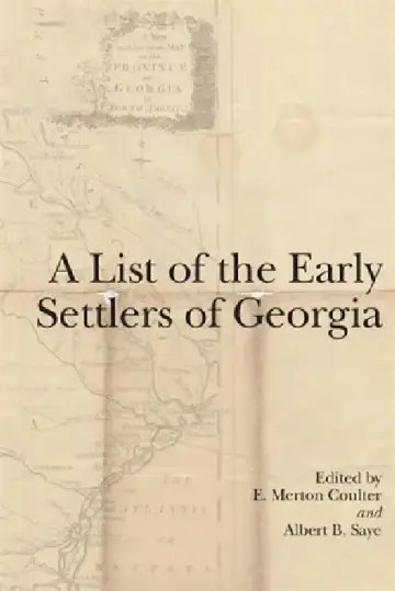 Cover of A List of the Early Settlers of Georgia