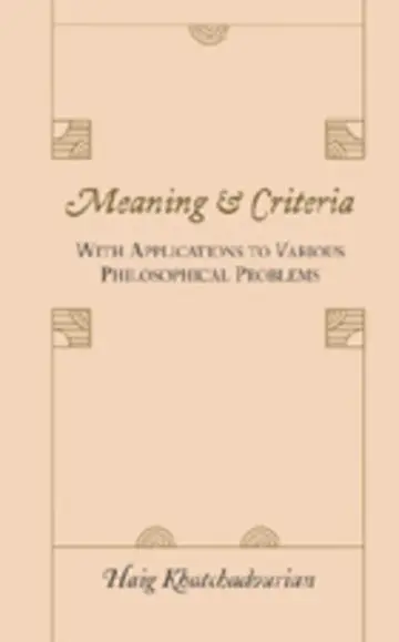 Cover of Meaning & Criteria
