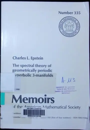 Cover of The Spectral Theory of Geometrically Periodic Hyperbolic 3-manifolds