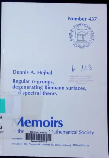 Cover of Regular B-Groups, Degenerating Riemann Surfaces, and Spectral Theory