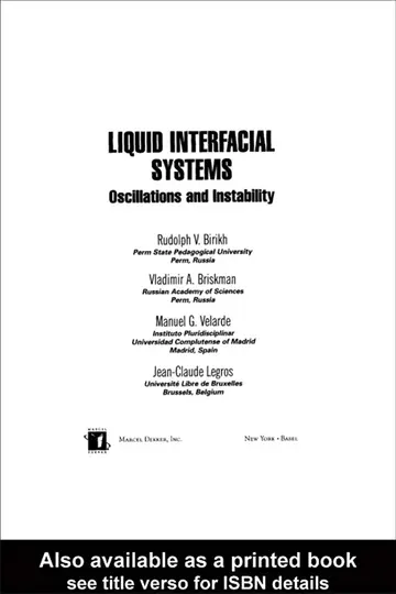 Cover of Liquid Interfacial Systems
