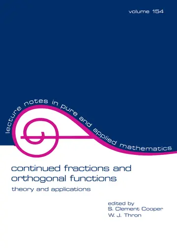 Cover of Continued Fractions and Orthogonal Functions