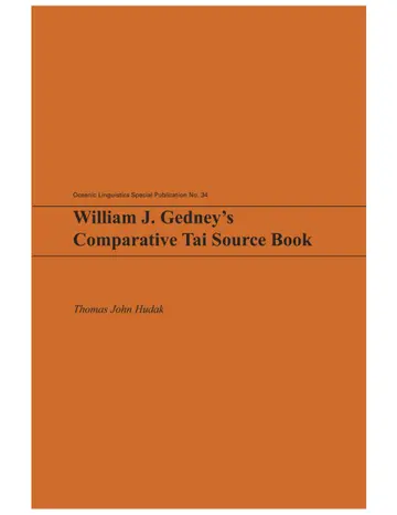 Cover of William J. Gedney's Comparative Tai Source Book