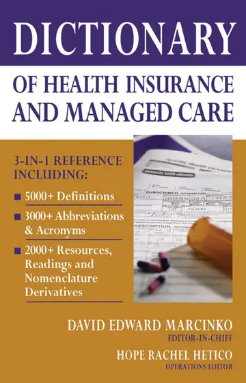 Cover of Dictionary of Health Insurance and Managed Care