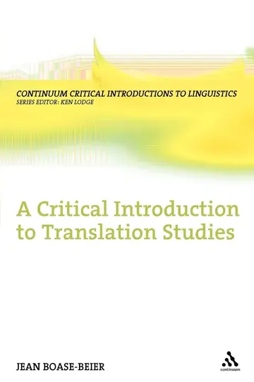 Cover of A Critical Introduction to Translation Studies