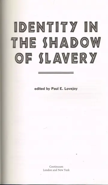 Cover of Identity in the Shadow of Slavery