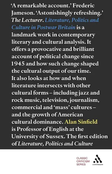 Cover of Literature, Politics and Culture in Postwar Britain