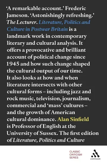 Cover of Literature, Politics and Culture in Postwar Britain